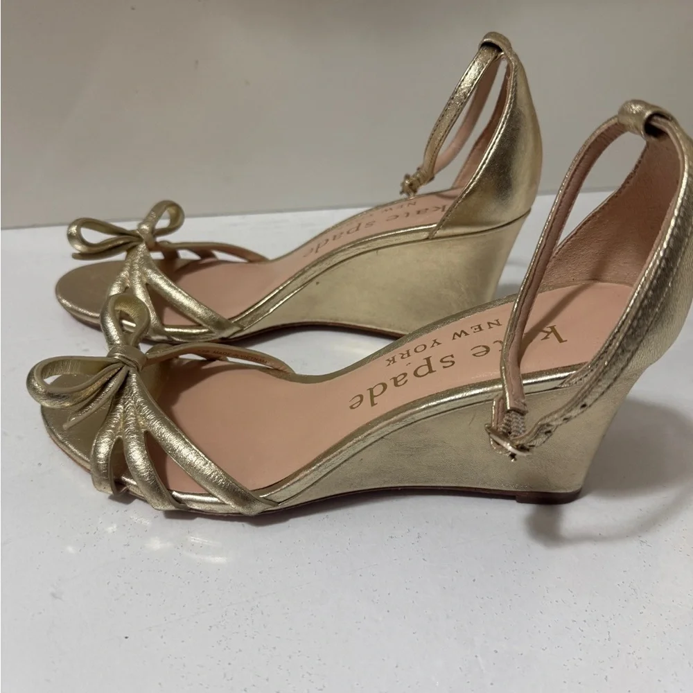 kate spade Women's Gold Bow Ankle-Strap Sandals